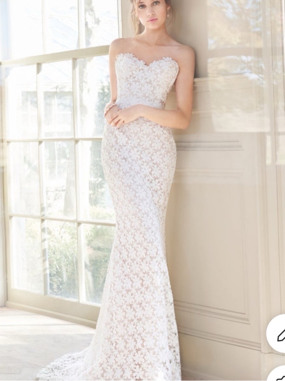 Lace Strapless Mermaid Wedding Dress Floral Daisys Bridal Gown Boho Size 0